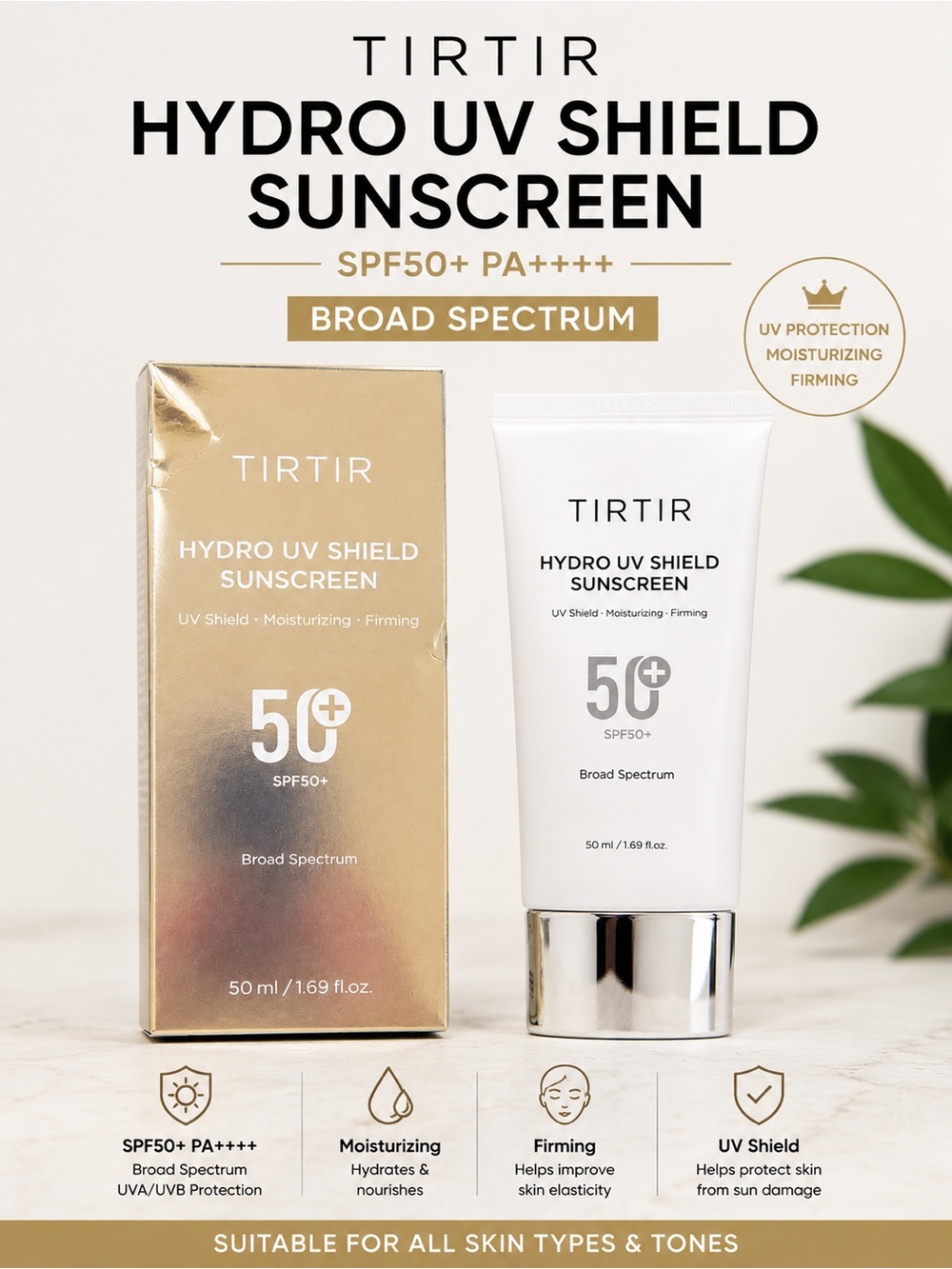 TIRTIR Hydro UV Shield Sunscreen SPF 50+ Broad Spectrum 50ml New in Box K-Beauty